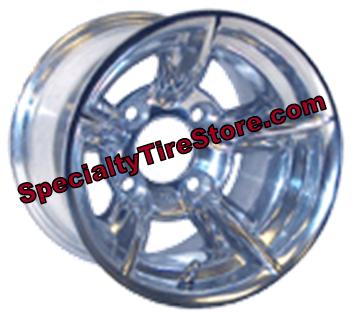 Polished Golf Cart Wheels Styled With Five Spokes