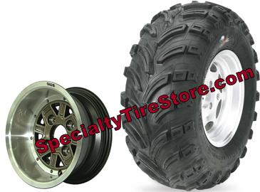 Aggressive Golf Cart Tire on Phoenix Champagne Golf Cart Wheels