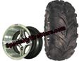 Aggressive Golf Cart Tires on Crusader Black Golf Cart Wheels