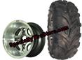 Aggressive Golf Cart Tire on Iron Cross Champagne Golf Cart Wheels