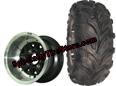 Aggressive Golf Cart Tire on Phoenix Black Golf Cart Wheels