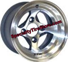 4 Spoke Golf Cart Wheel with Inset Black