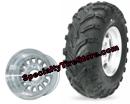 Aggressive 13x8019 golf cart tires mounted on 14 spoke aluminum golf cart wheels