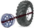 Aggressive 23x8-10 golf cart tires mounted on 10x7 7 curved spoke golf cart wheels