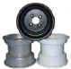 Steel Golf Cart Wheels Styled in Black, White and Silver